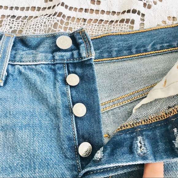 Levi’s 501 denim jean cutoff shorts size 25 - Picture 7 of 11